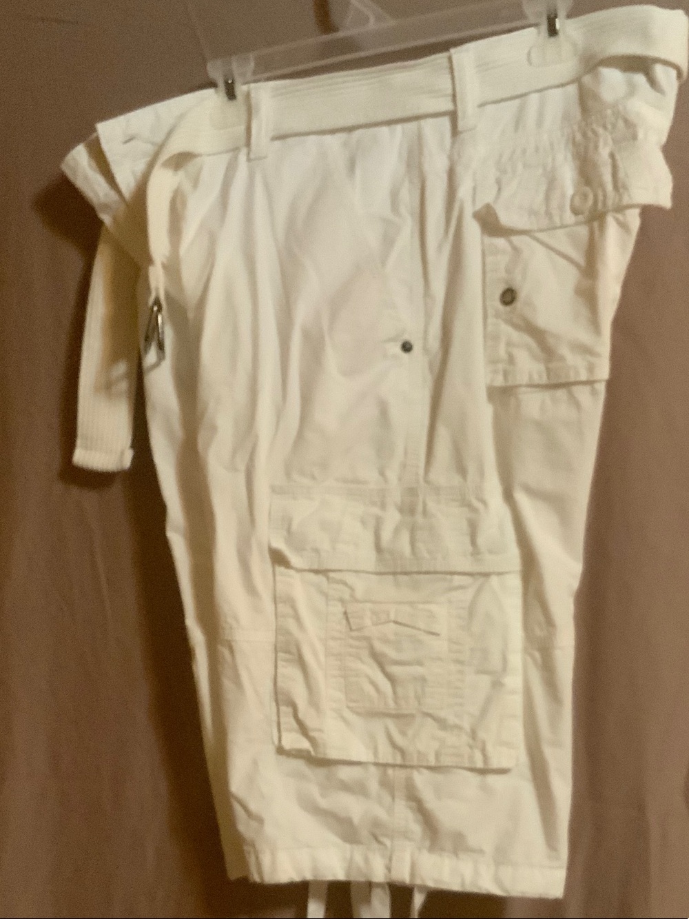 Men's White Cargo Shorts with Utility Pockets
